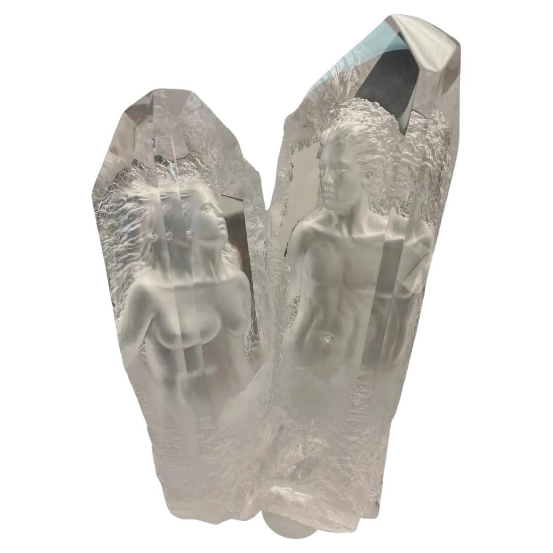 Michael Wilkinson "Crystal Vision" 1999 Signed Acrylic Sculpture on Pedestal For Sale