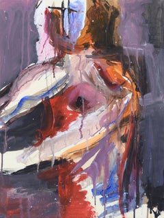 Figure expressionniste abstraite en acrylique sur papier