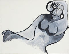 Abstract Expressionist Reclining Nude in Black and Grey
