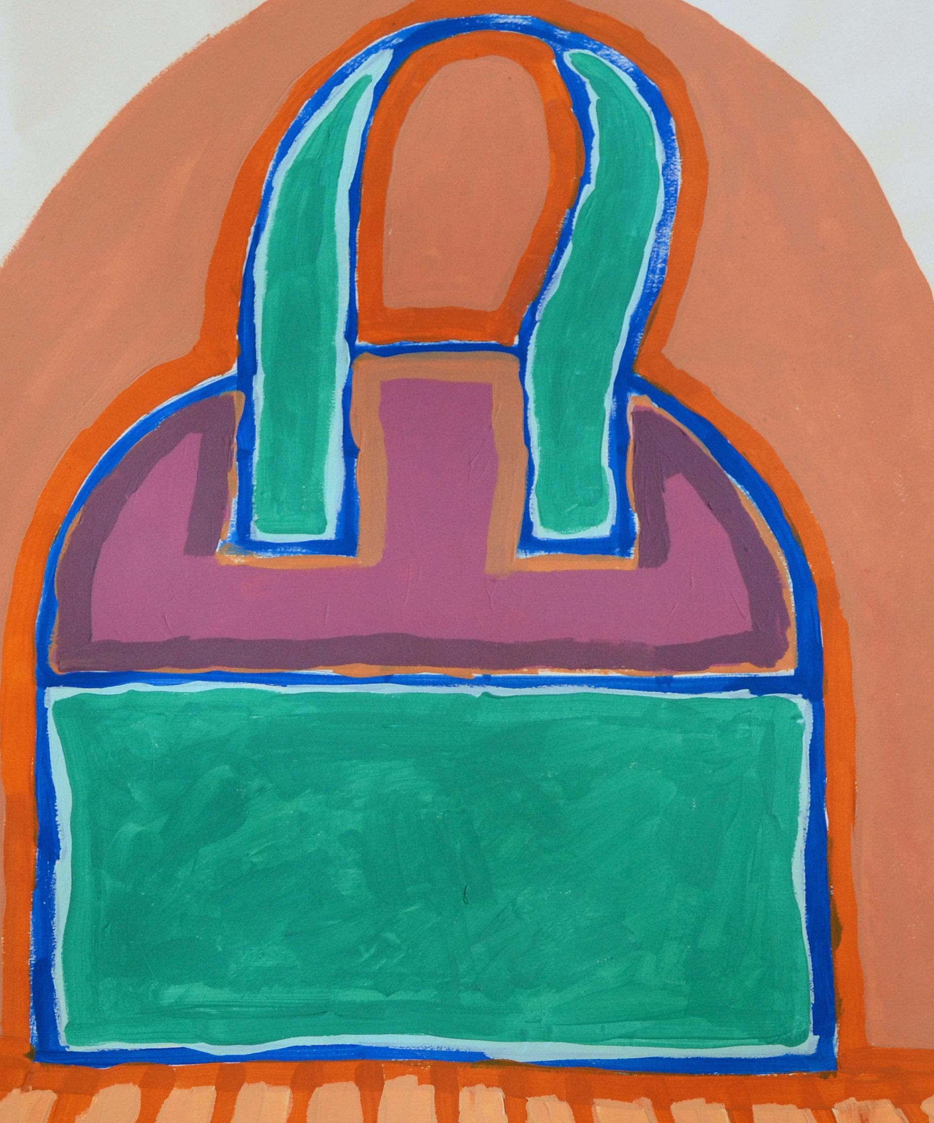 Abstract Expressionist Turquoise and Purple Purse  - Painting by Michael William Eggleston