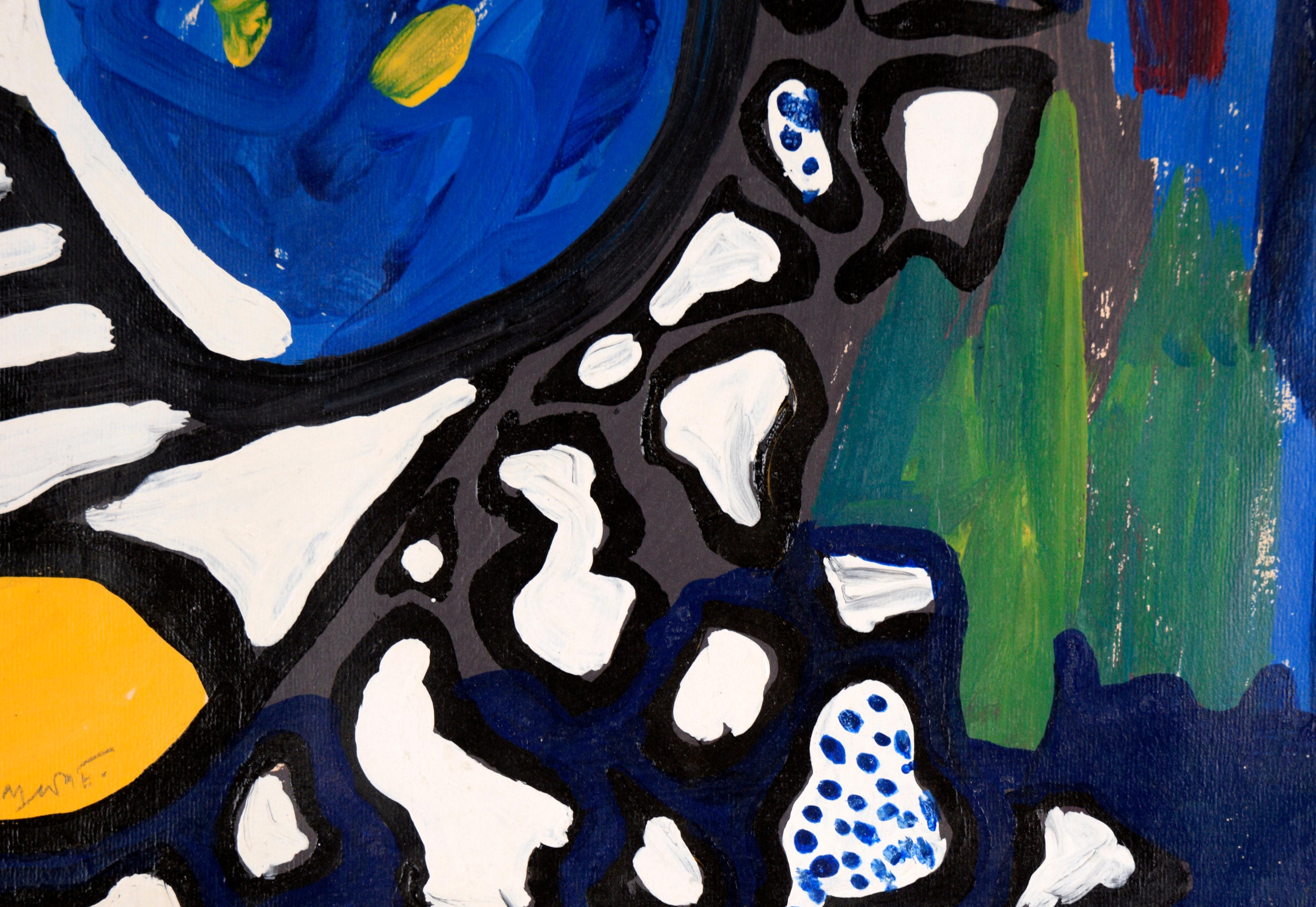 Buntes abstraktes Gemälde in Acryl auf Papier (1974) im Angebot 4