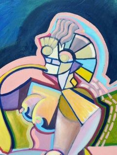 Abstrait cubiste contemporain avec saxophone