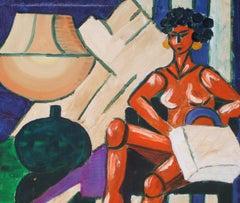 Contemporary Modern Cubist Figurative Abstract Interior Scene