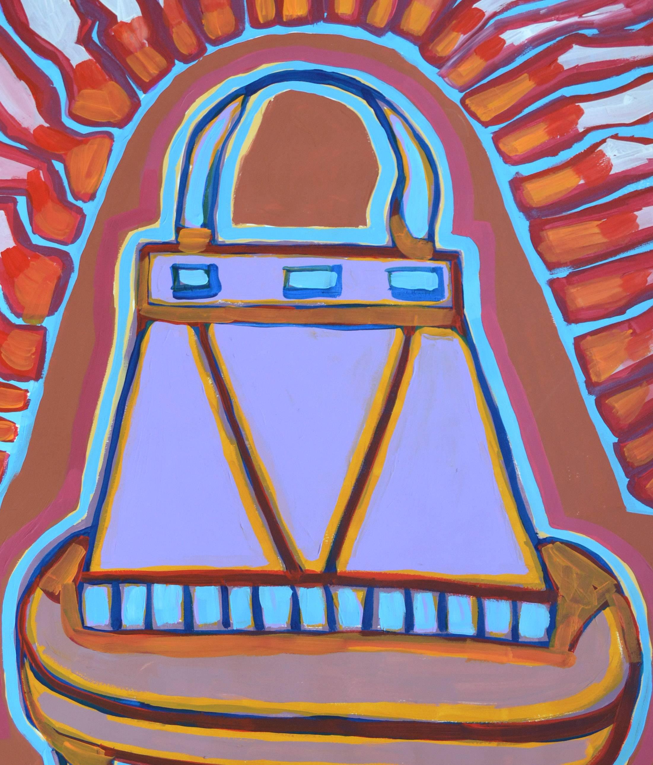 Elektrische Handtasche Abstrahierte Pop Art in Acryl auf Papier – Painting von Michael William Eggleston