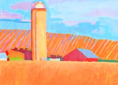 Farmland in Autumn - Contemporary Pop Art Pastoral Landscape