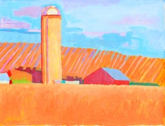 Farmland in Autumn - Contemporary Pop Art Pastoral Landscape