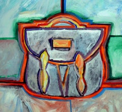 Fauvist Double Latch Briefcase, Oil on Canvas, Signed, 21st Century