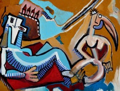 Magic Carpet Ride, Contemporary Cubist Figurative Landscape