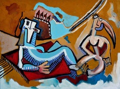 Magic Carpet Ride, Contemporary Cubist Figurative Landscape