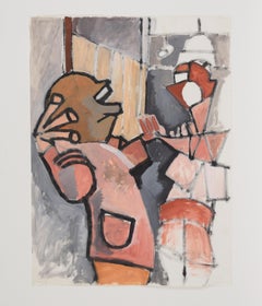 Montag Graue – Original figuratives Ölgemälde auf Papier