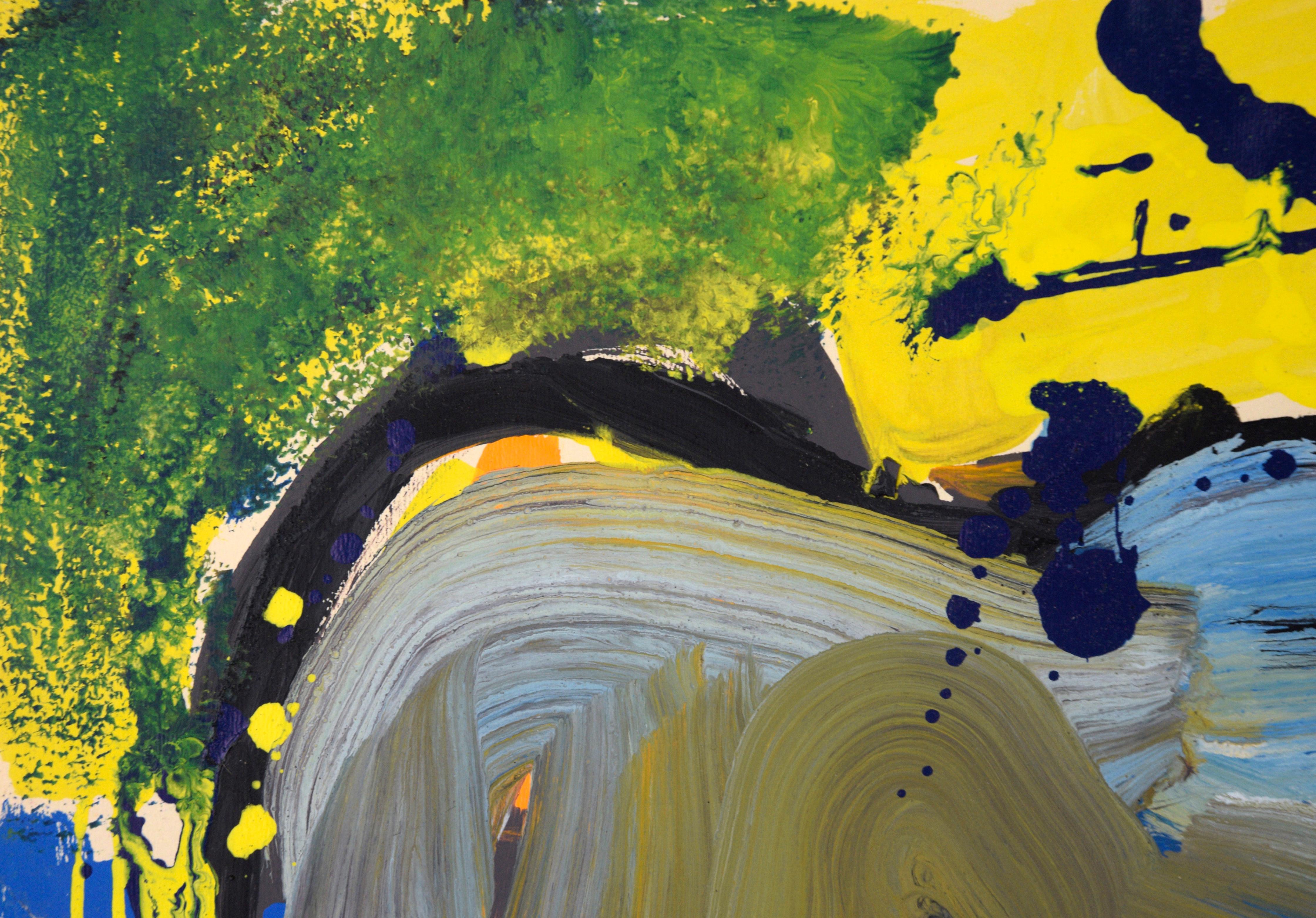 Akt im Garten Abstraktes Expressionistisches Original-Acrylgemälde auf Papier (Kubismus), Painting, von Michael William Eggleston