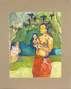 Expressionniste abstrait d'origine hawaïenne, mère et bébé