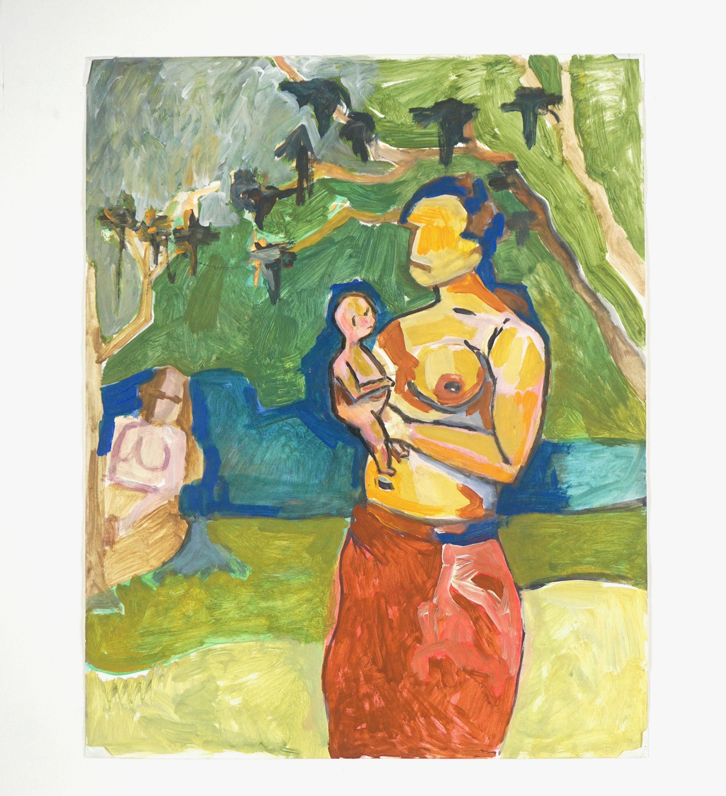 Original Abstract Expressionist - Hawaiian Mother and Baby For Sale 1