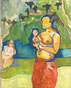 Retro Original Abstract Expressionist - Hawaiian Mother and Baby