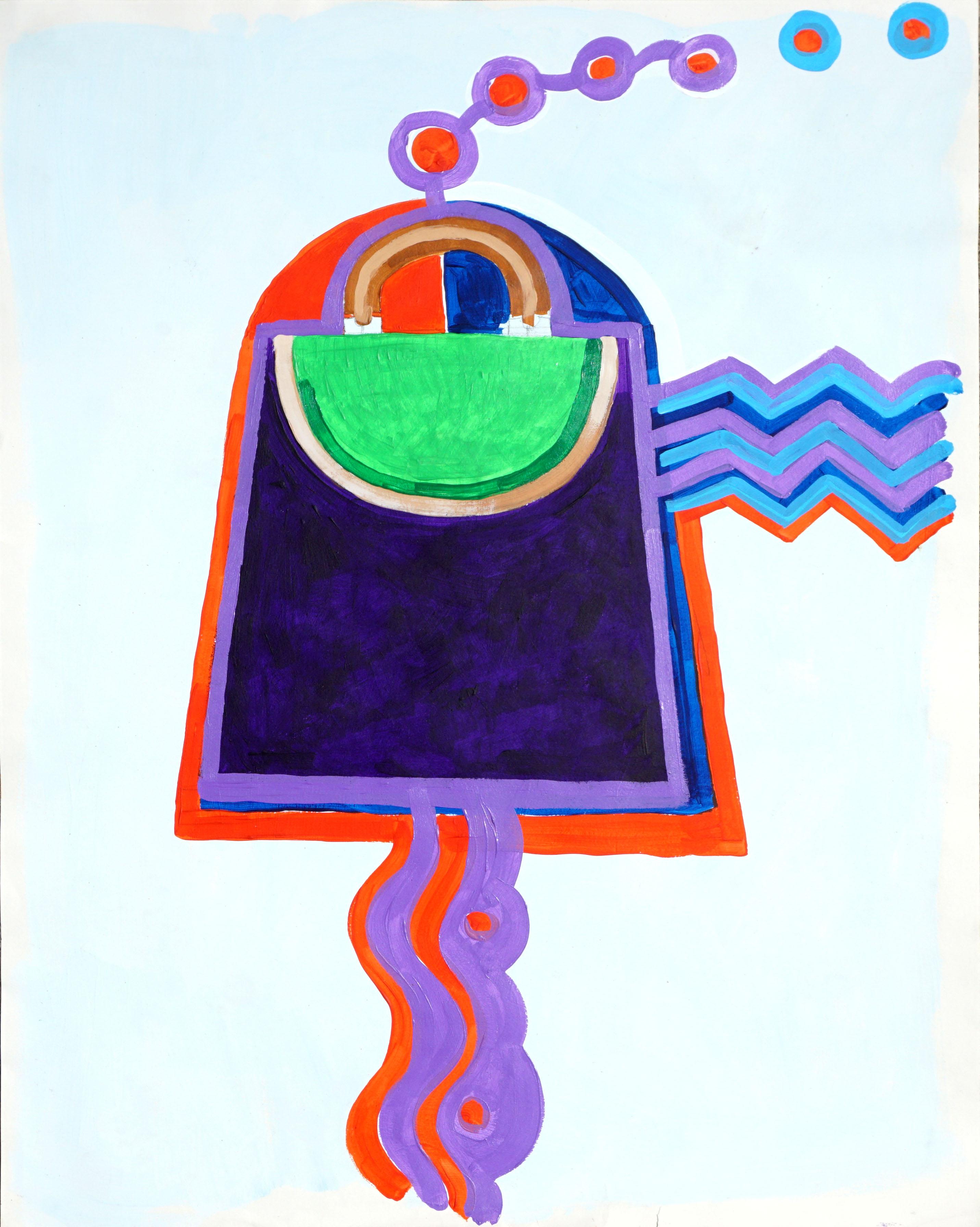 Abstract Expressionist Purple and Green Fashion Handbag Still-Life  - Painting by Michael William Eggleston