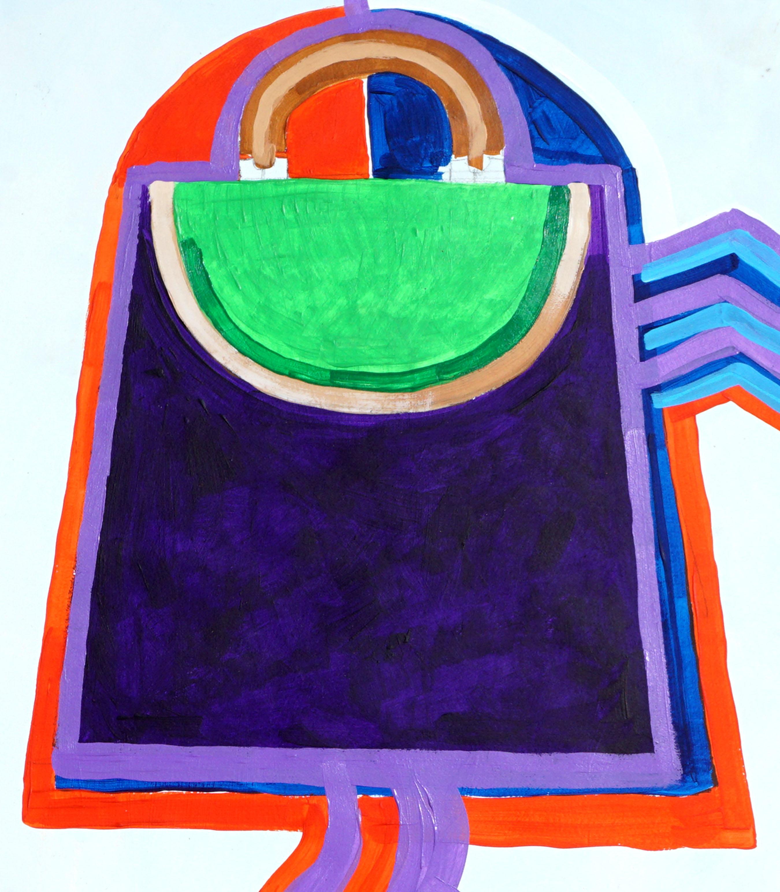 Abstract Expressionist Purple and Green Fashion Handbag Still-Life  - Gray Still-Life Painting by Michael William Eggleston