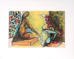 Buscando el consejo de Buda - Figurativo en pastel sobre papel