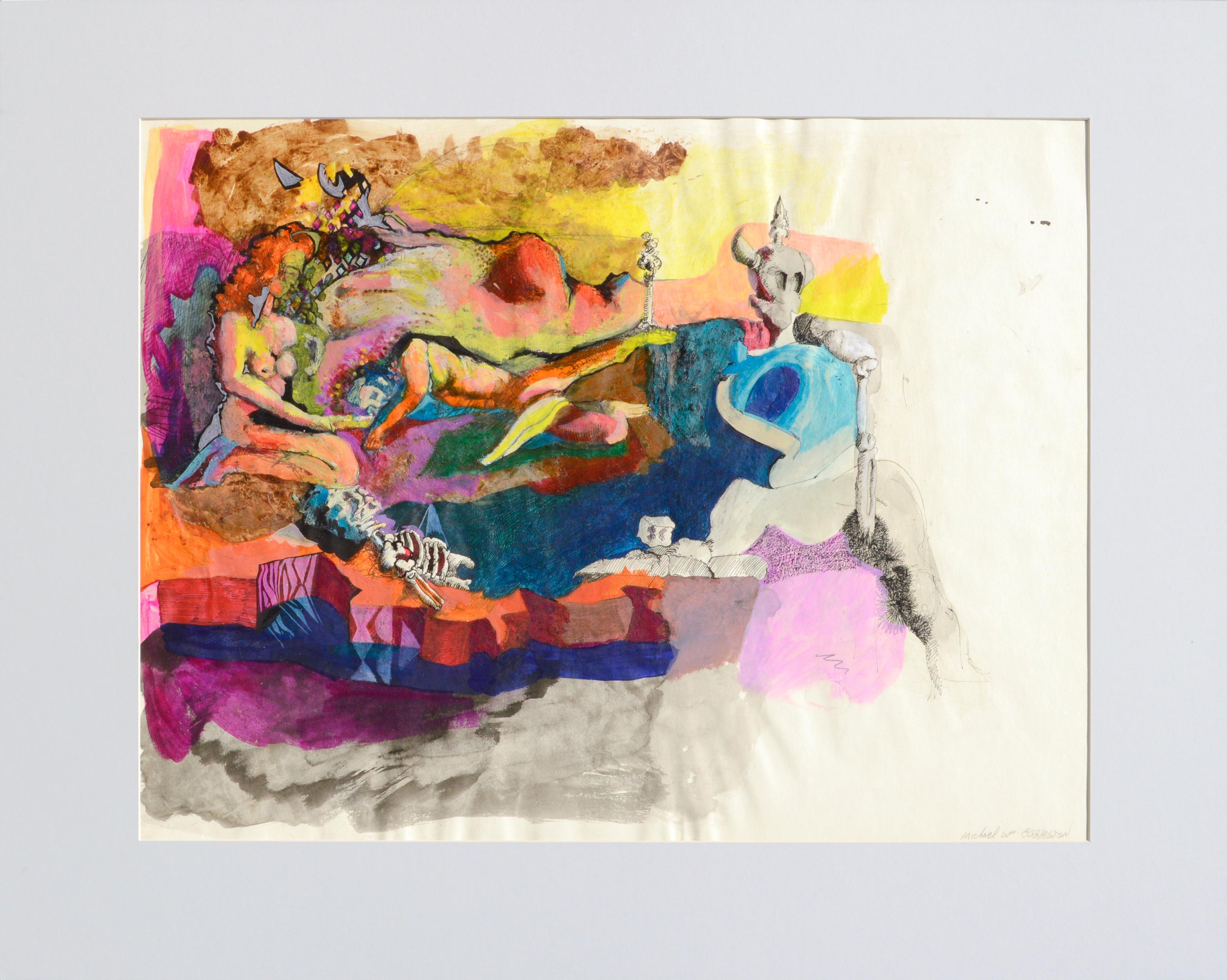 Michael William Eggleston Figurative Painting - Surrealist Figurative Abstract Color Fantasy Landscape