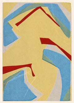 Impression abstraite à plusieurs couches de blocs de bois sur papier lourd, 1 / 1