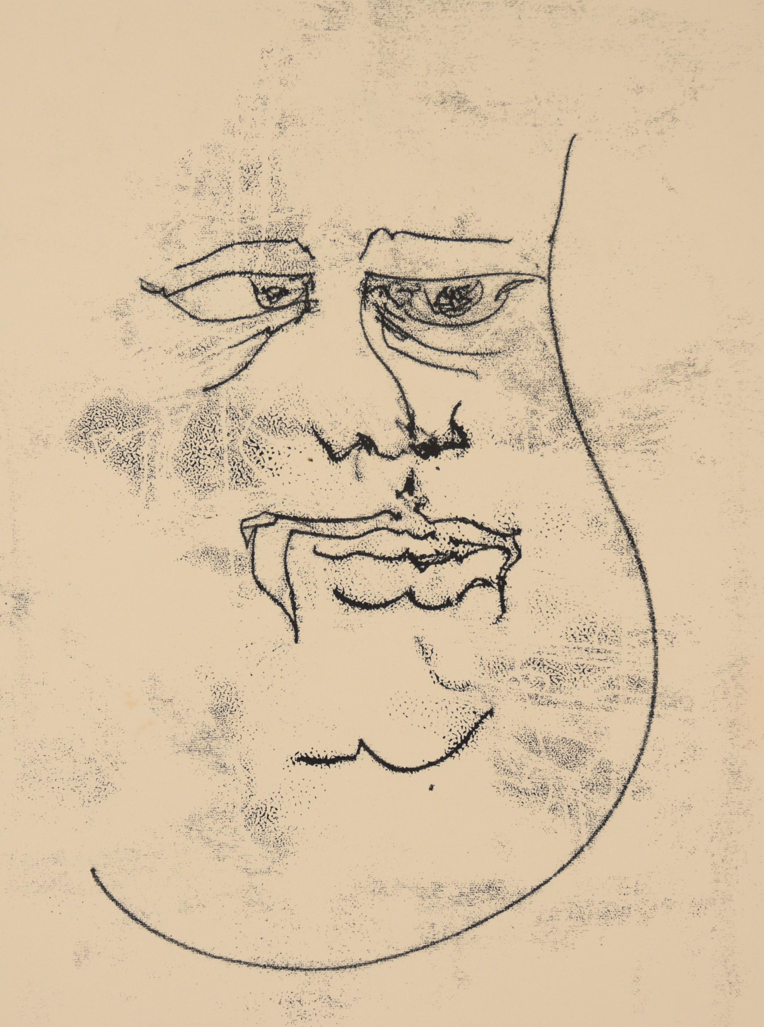 Visage - 1974 Original Monoprint-Lithographie auf Papier, Original (Abstrakter Expressionismus), Print, von Michael William Eggleston