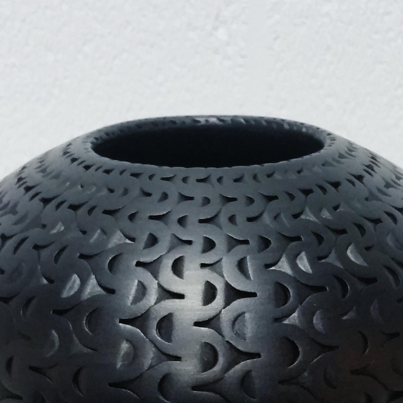 Black Buckle Vessel - contemporary modern abstract geometric ceramic vase vessel 2