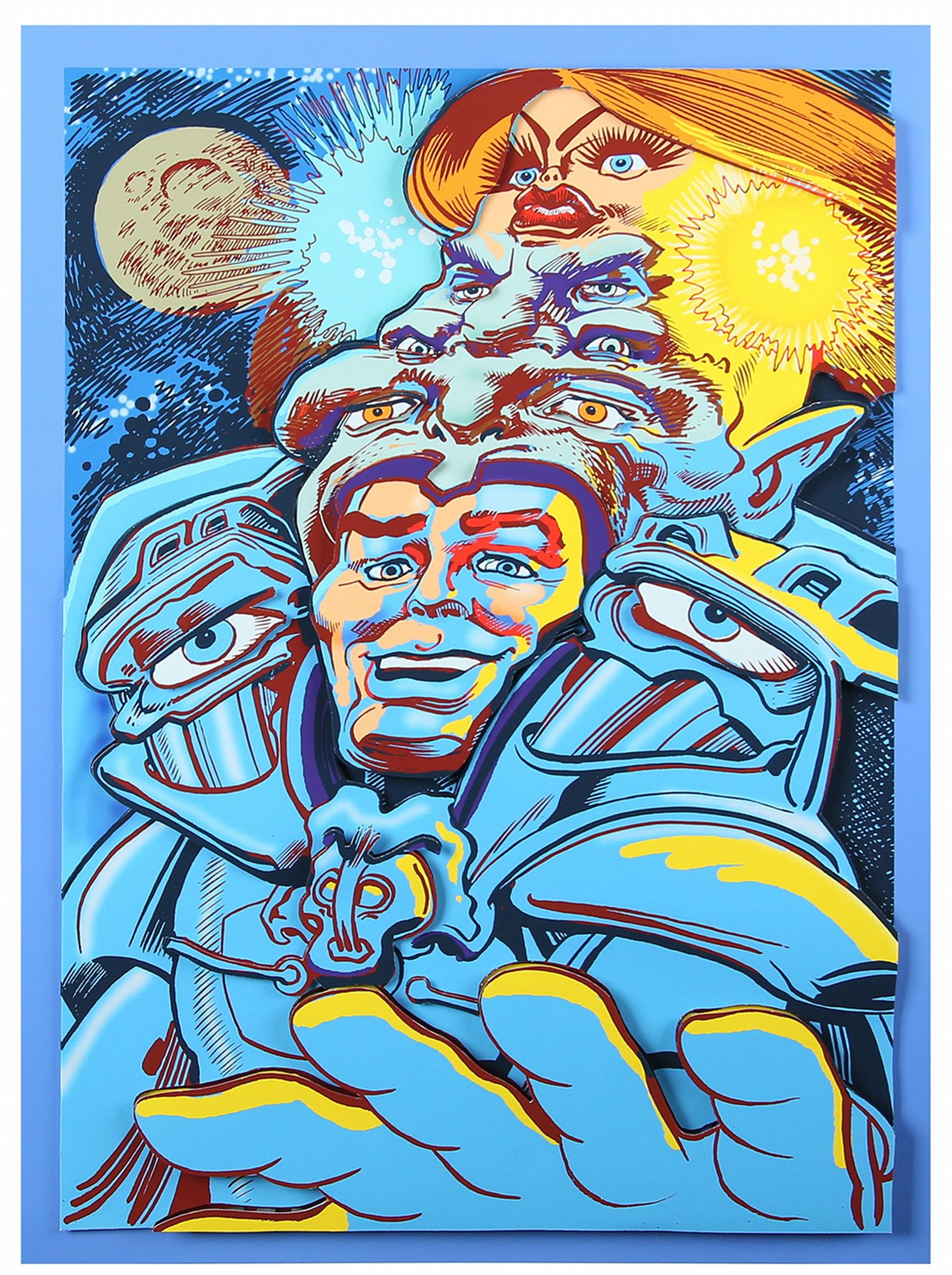 Spacegod ( Pop Art, Street Art, Comic, James Rizzi) - Print de Michael Wittmann