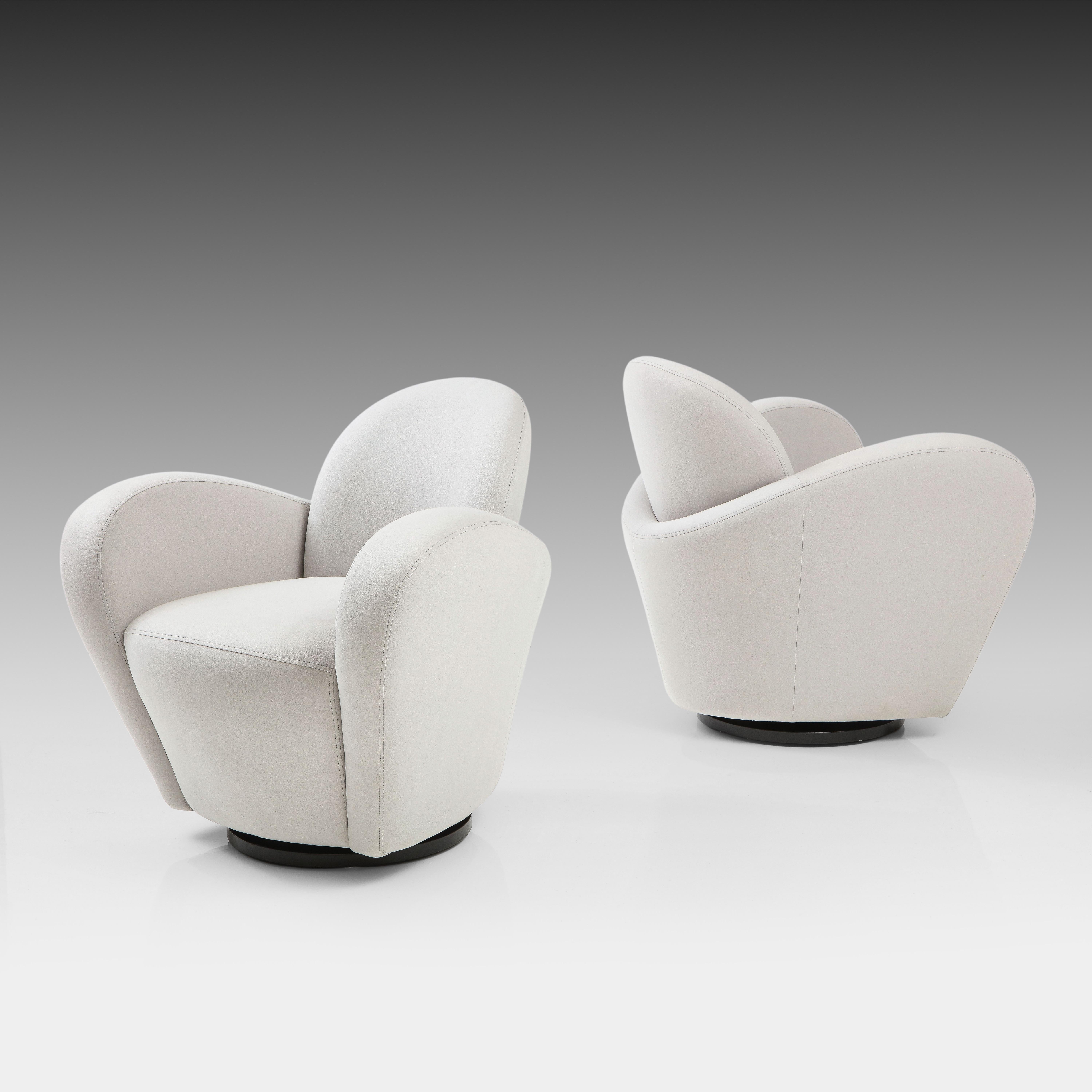 Mid-Century Modern Michael Wolk for Directional 1970s Pairs of Swivel Lounge Chairs, COM 