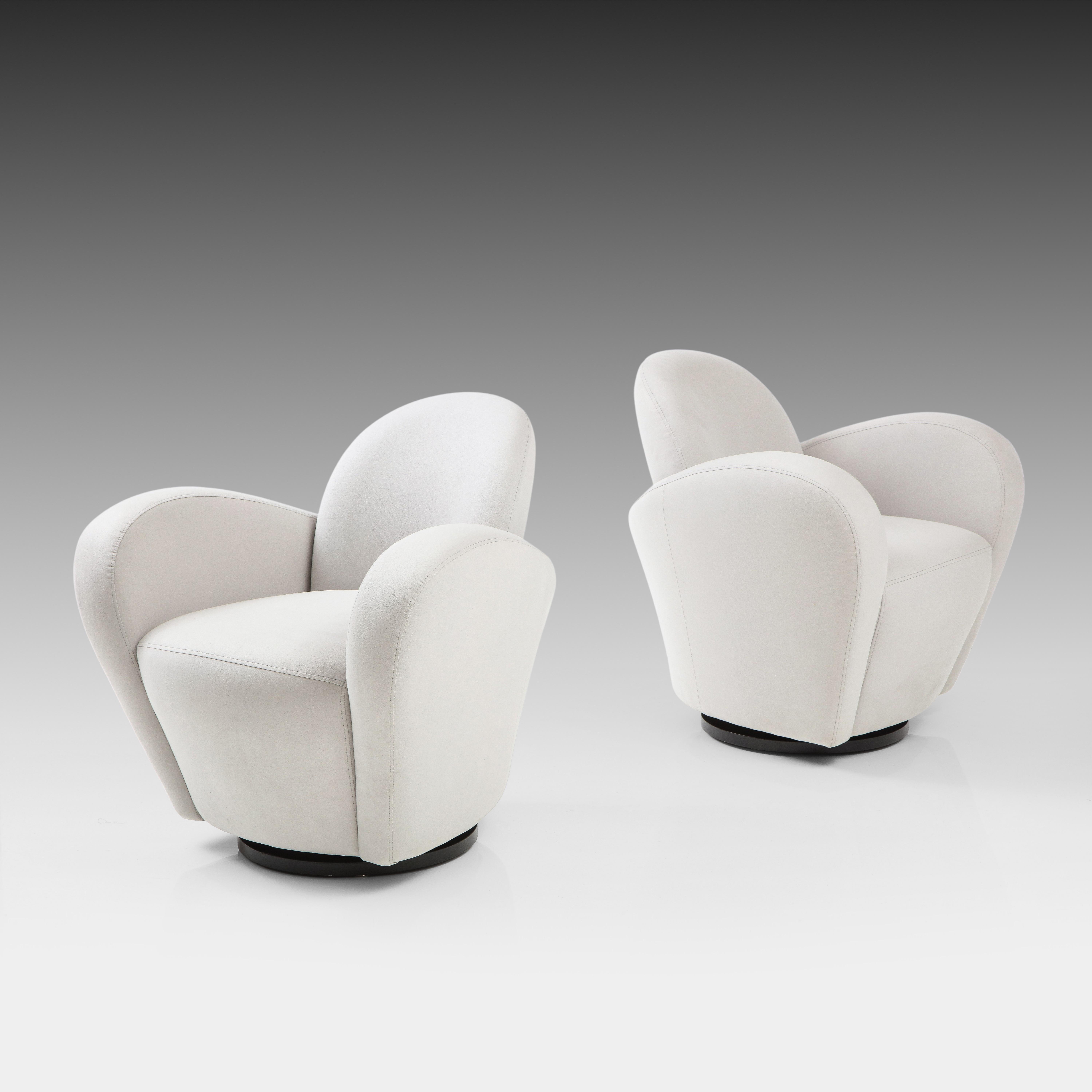 American Michael Wolk for Directional 1970s Pairs of Swivel Lounge Chairs, COM 