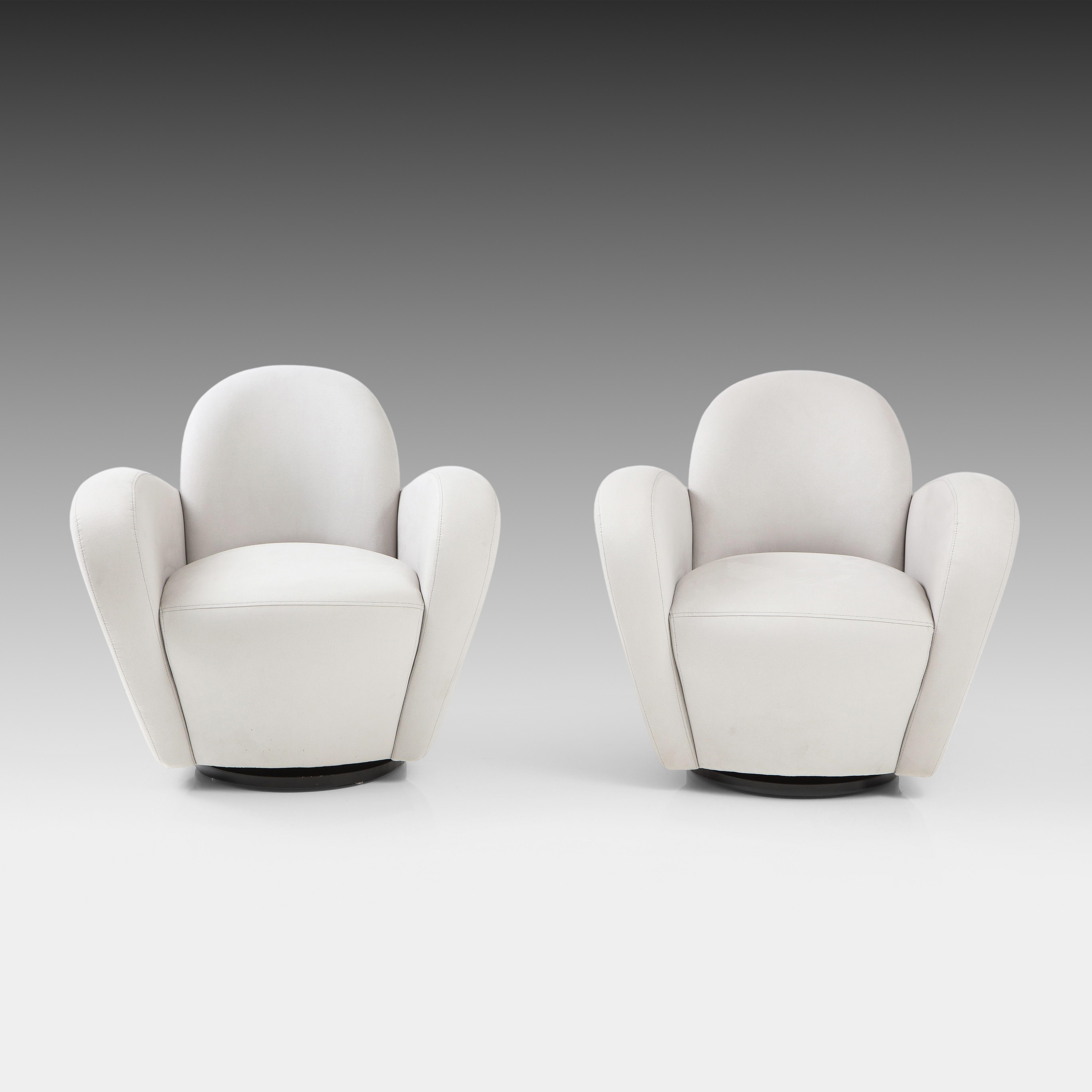 Late 20th Century Michael Wolk for Directional 1970s Pairs of Swivel Lounge Chairs, COM 