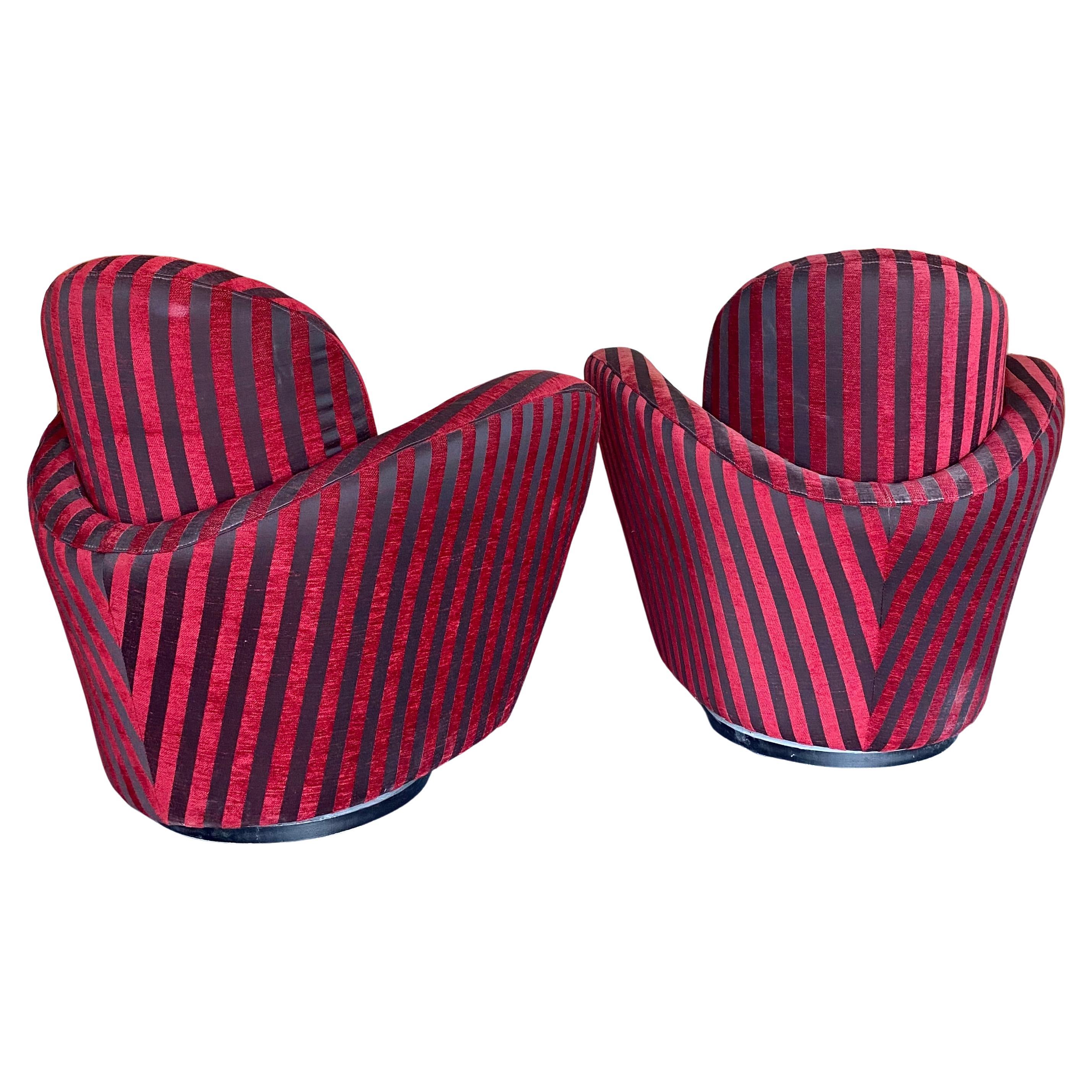 Textile Michael Wolk for Directional Swivel Chairs, A Pair en vente