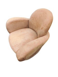 Michael Wolk pour Interlude fauteuil pivotant « Miami » en daim marron, design de l'ère spatiale