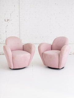 Michael Wolk "Miami" Chairs in Pink Ultra-Suede, a Pair