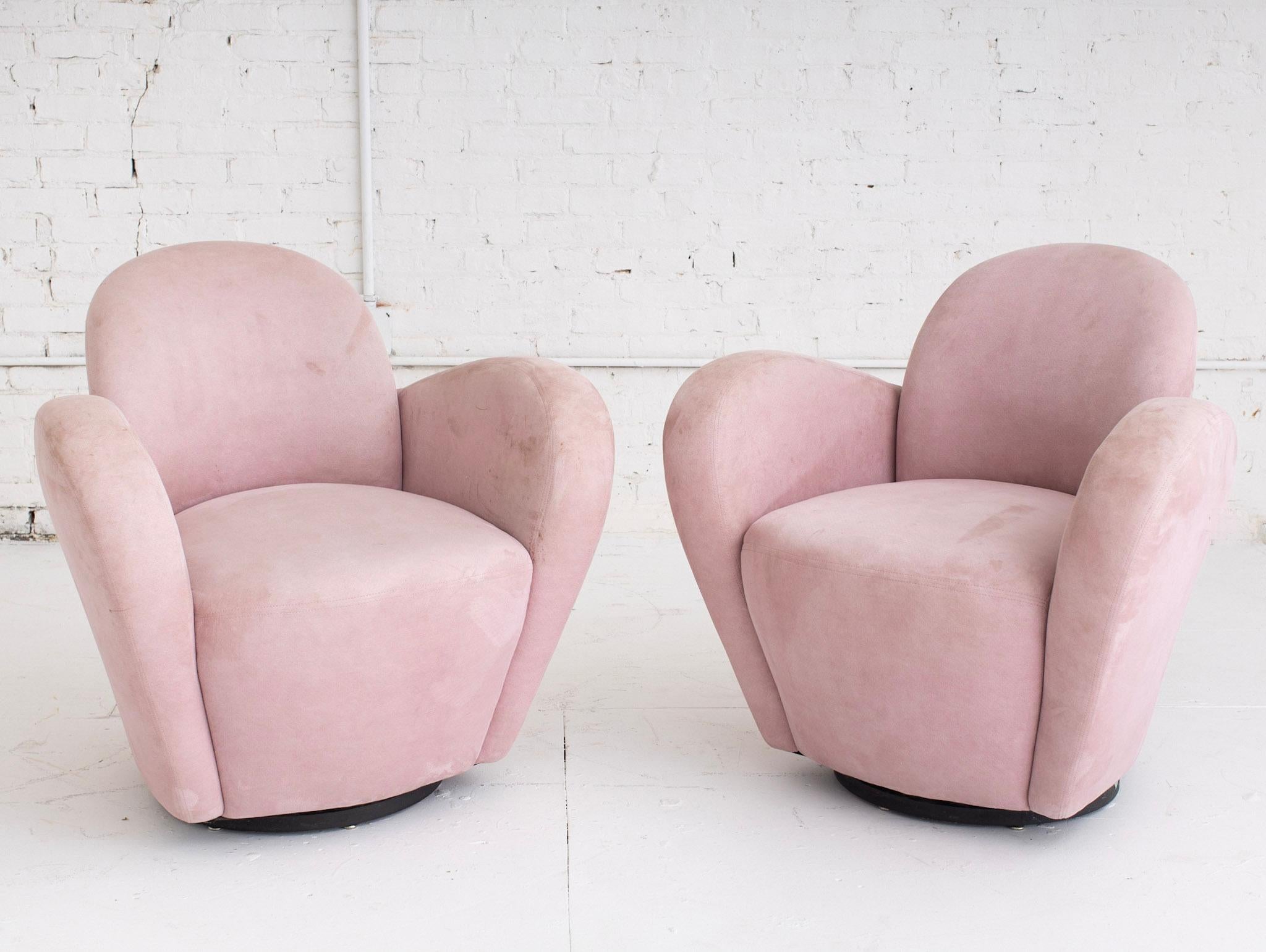 pink suede chairs