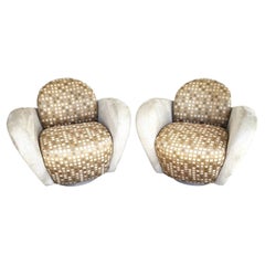 Michael Wolk Miami Club Chairs Swivel Pair