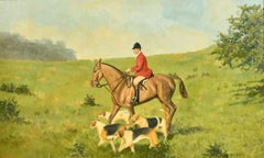 Huntsman on Horseback with Hounds, Fine British Sporting Art Oil Painting