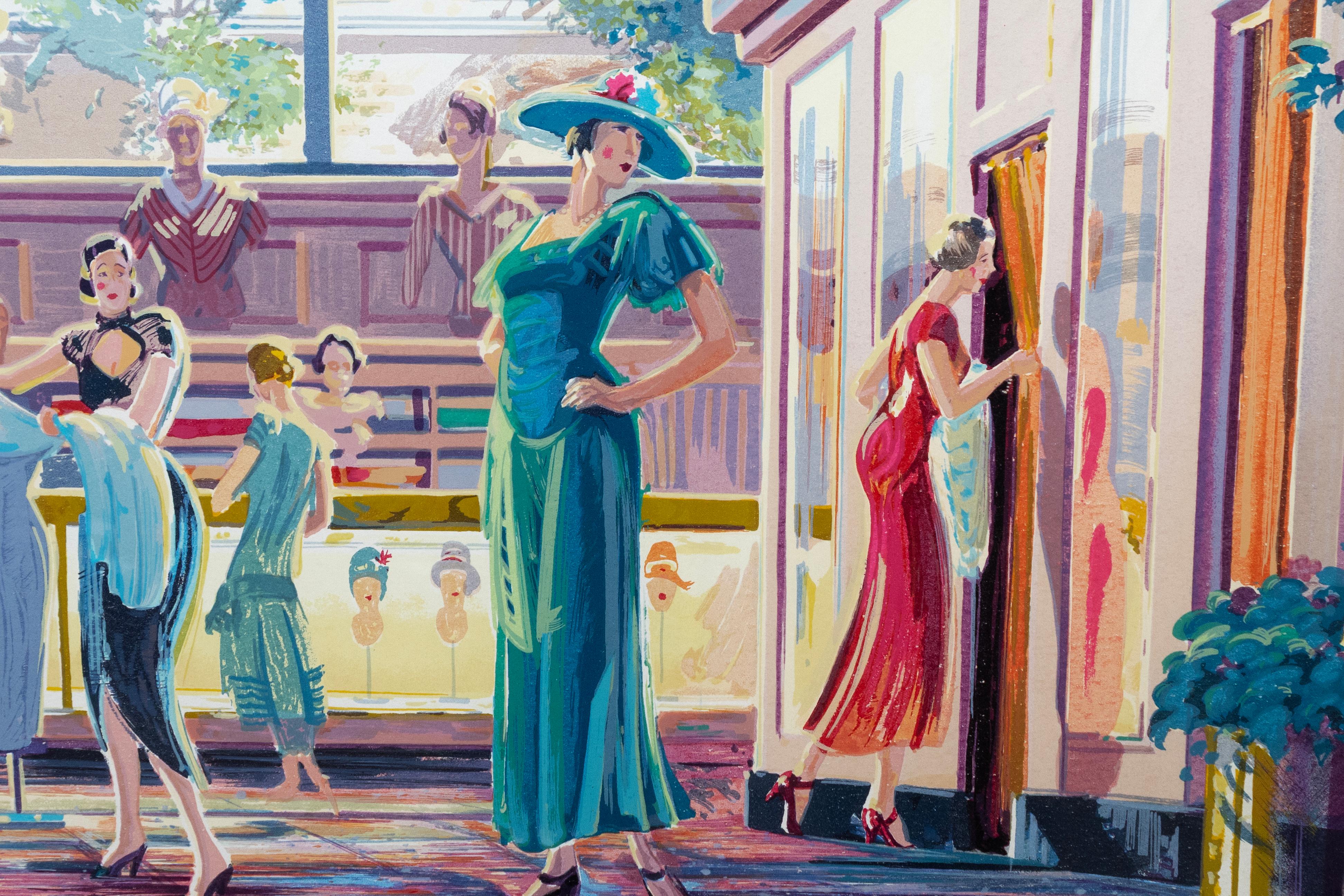 Michael Young Ladies Ready to Wear Signierte Zeitgenössische Serigraphie 185/300 Gerahmt im Zustand „Gut“ im Angebot in Keego Harbor, MI