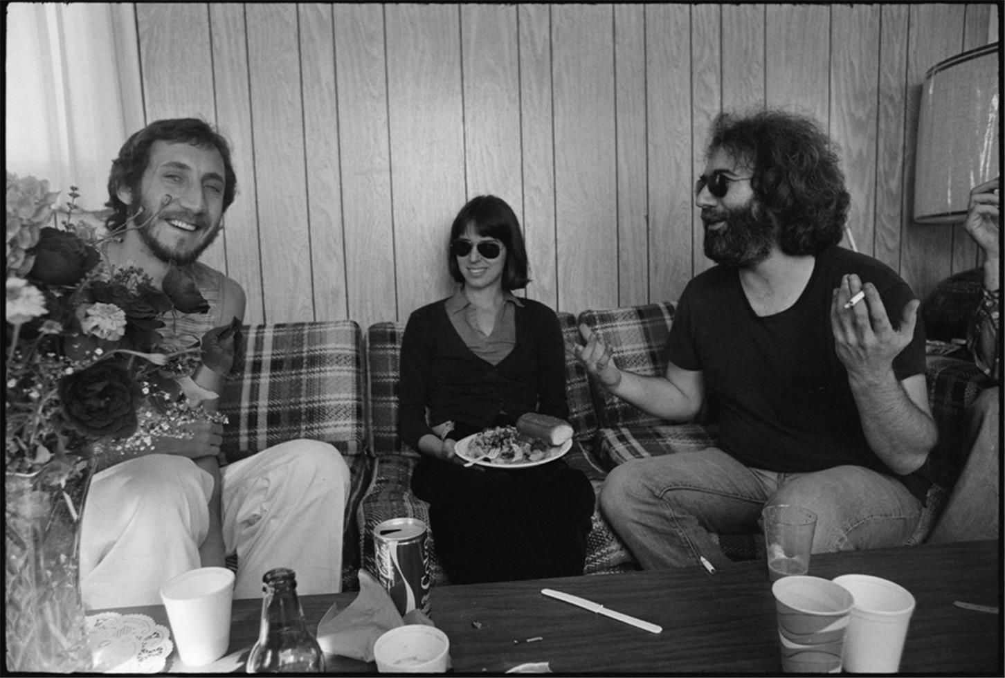 Michael Zagaris Black and White Photograph - Pete Townshend, Jerry Garcia, Deborah Koons