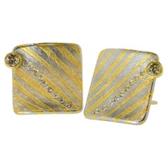 Michael Zobel 18K, Sterling Silver, Diamond & Fancy Colored Diamond Earrings.