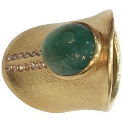 Michael Zobel 7.53 Carat Emerald and Diamond Gold Statement Heirloom Ring