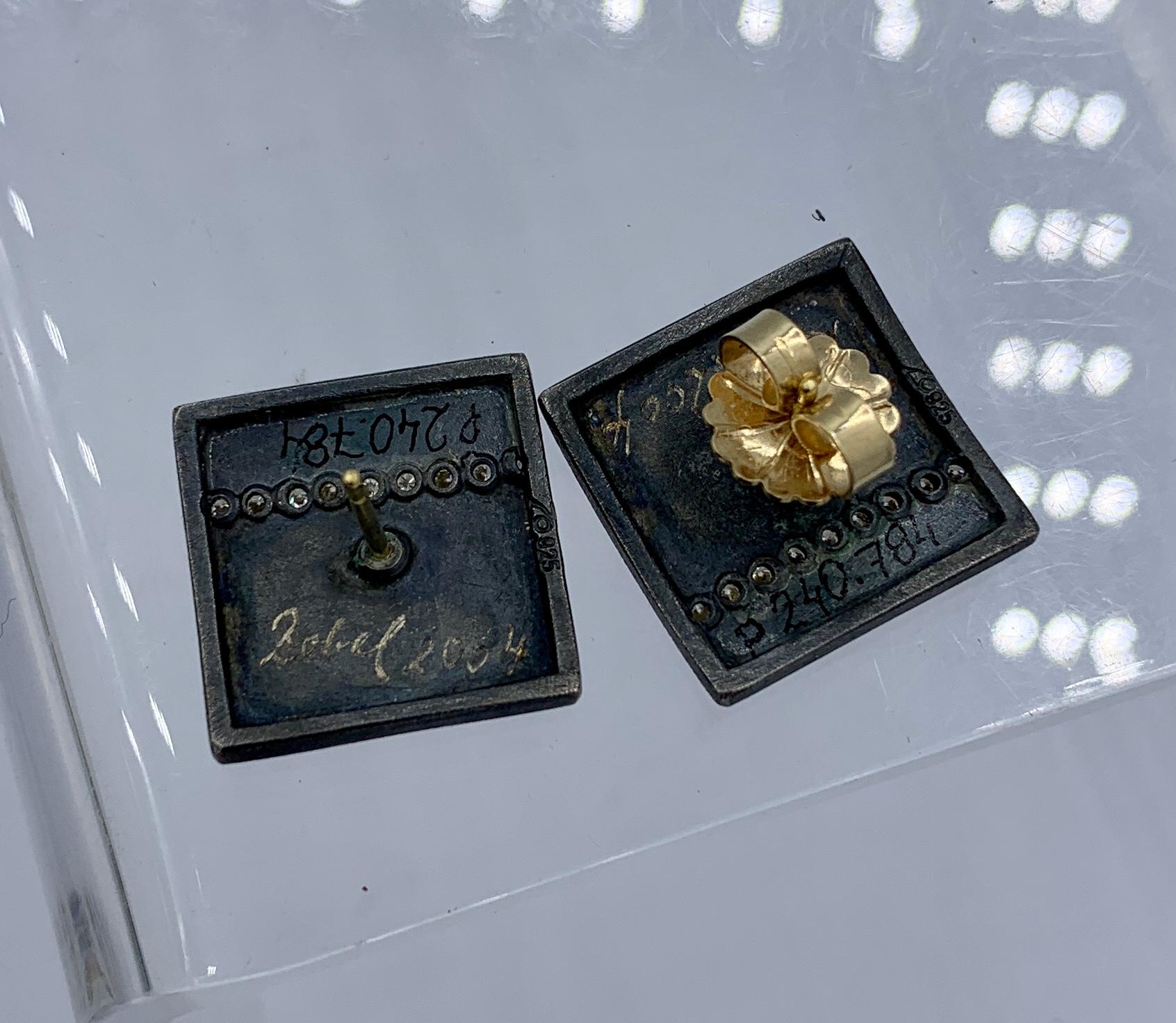 Round Cut Michael Zobel Atelier Zobel Diamond Earrings 24 Karat Gold Silver Modern Art For Sale