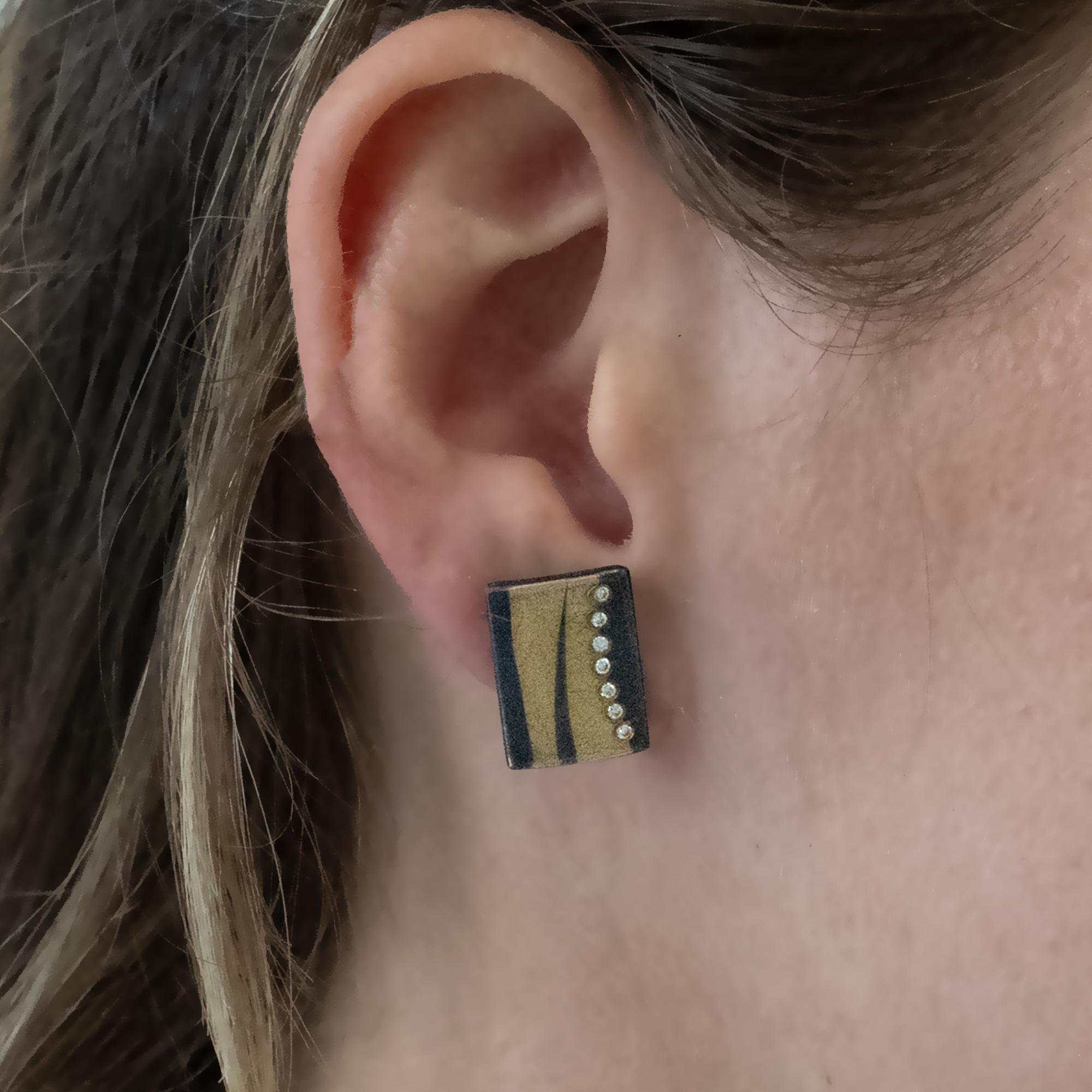 Orecchini in oro e argento con diamanti di Michael Zobel In condizioni Nuovo in vendita a Monte Carlo, MC