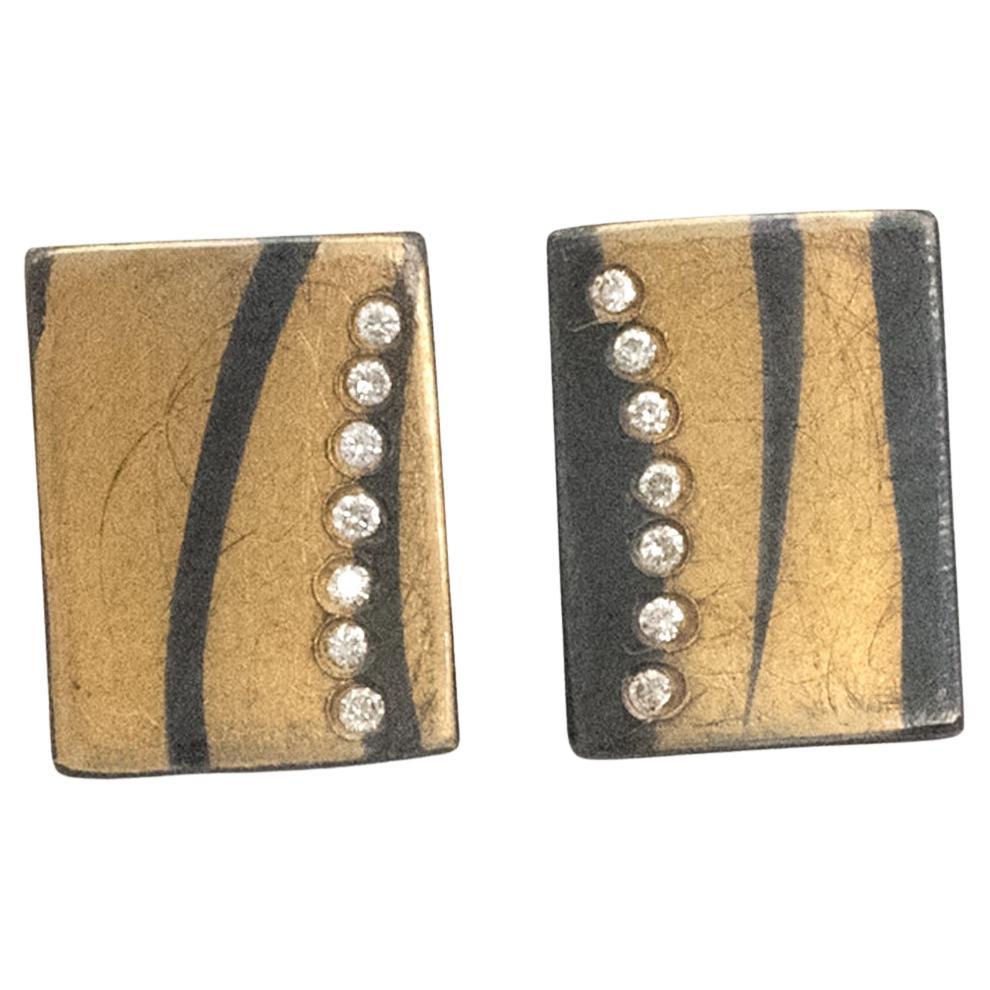 Michael Zobel Diamond Gold and Silver Earrings