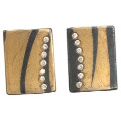 Michael Zobel Diamond Gold and Silver Earrings