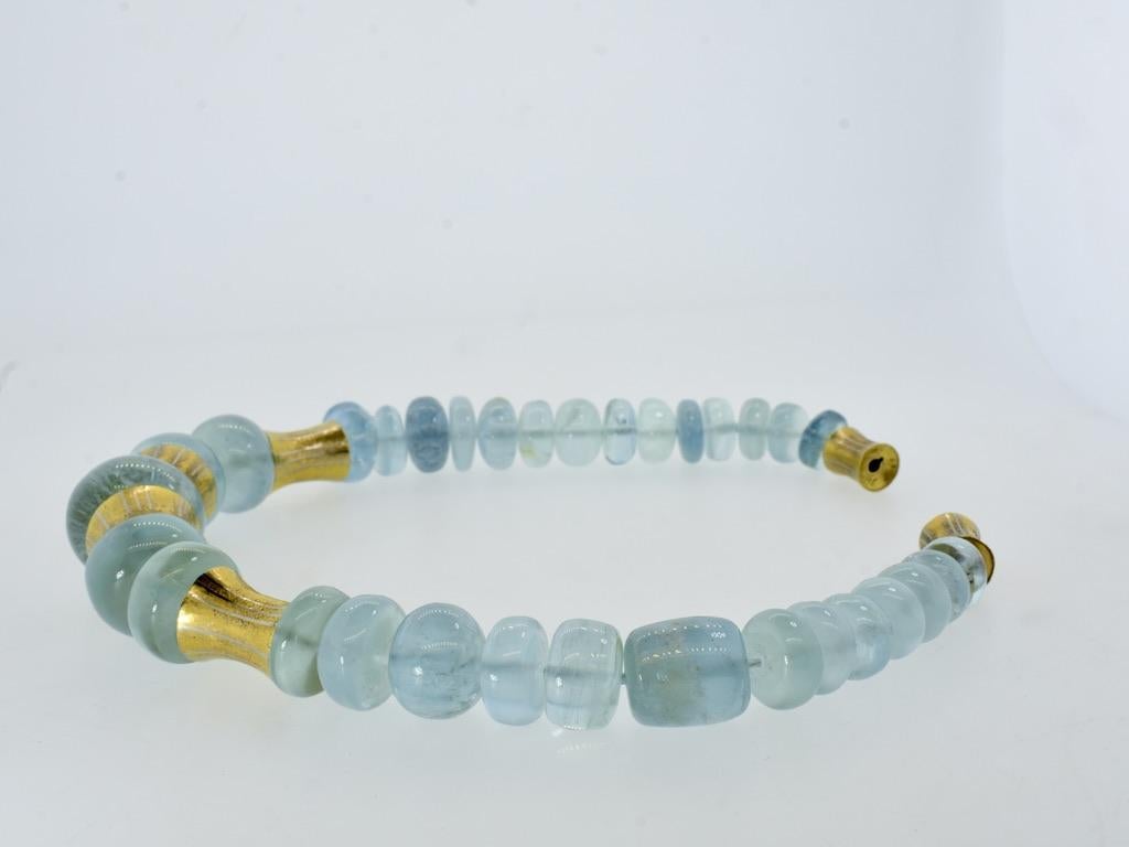 Michael Zobel Large Aquamarine, Gold and Silver Vintage Necklace For Sale 6