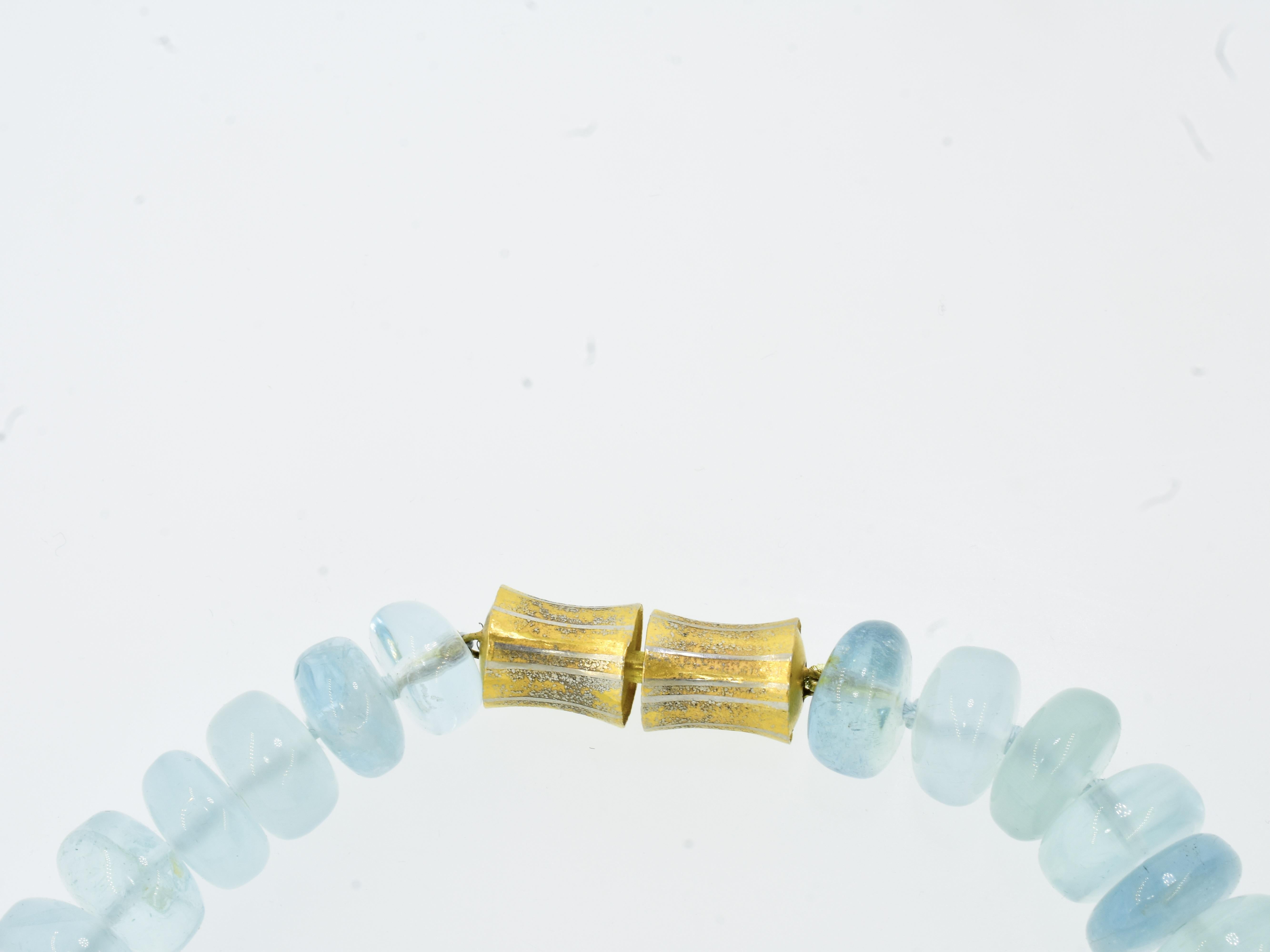Michael Zobel Large Aquamarine, Gold and Silver Vintage Necklace For Sale 8