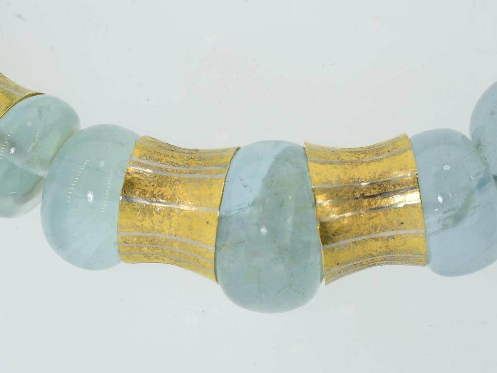 Michael Zobel Large Aquamarine, Gold and Silver Vintage Necklace For Sale 4