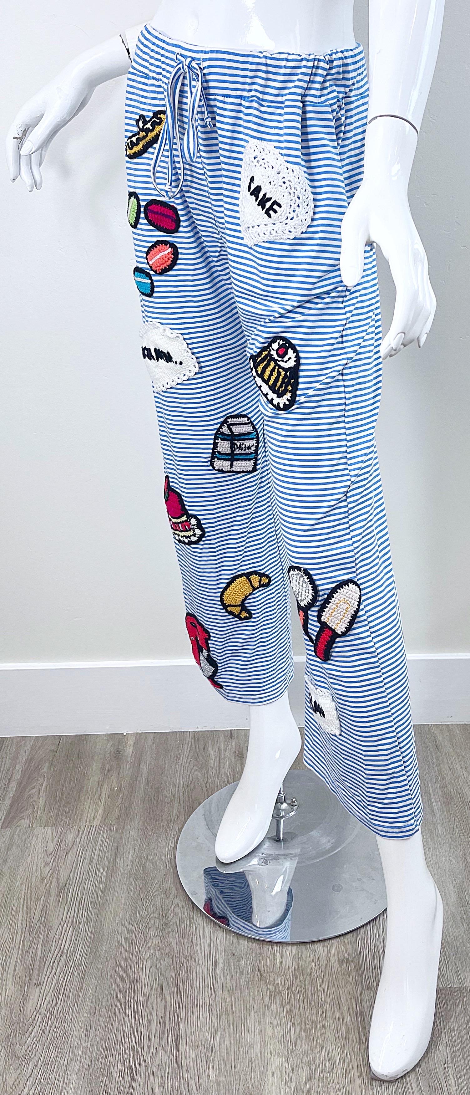 Michaela Buerger - Pantalon pyjama de salon rayé au crochet Baking Y2K, années 2000 en vente 8