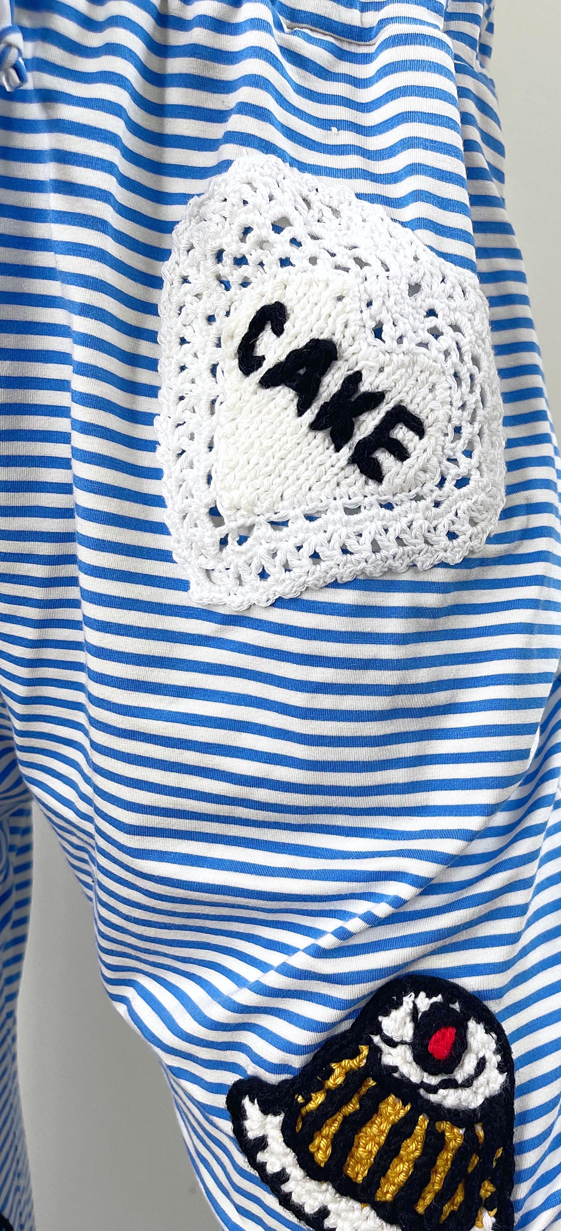 Michaela Buerger 2000s Novelty Baking Crochet Striped Lounge Pajama Pants Y2K For Sale 9