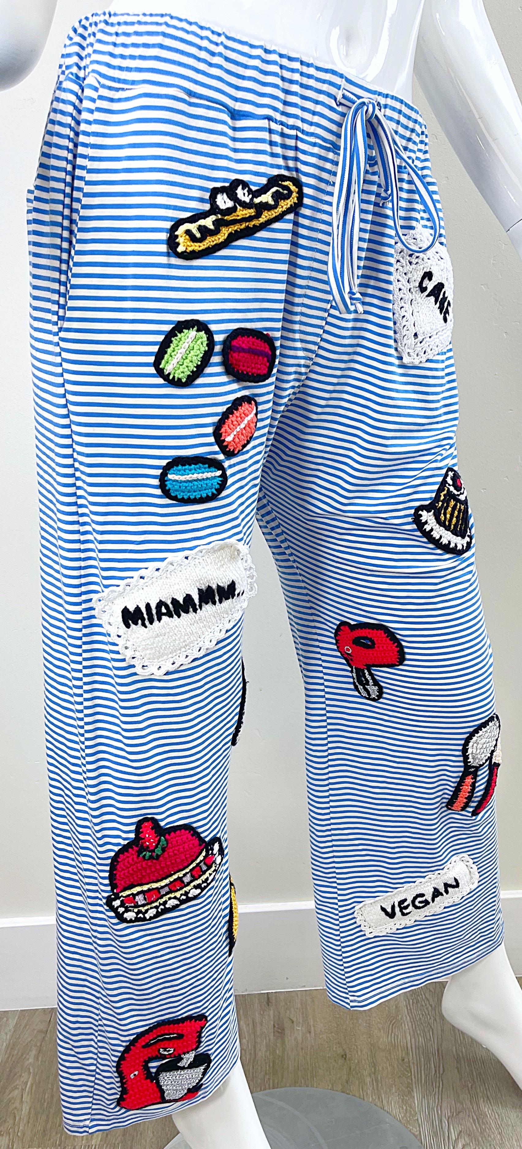 Michaela Buerger Pantalones de pijama a rayas de ganchillo de los años 2000 Y2K en venta 1
