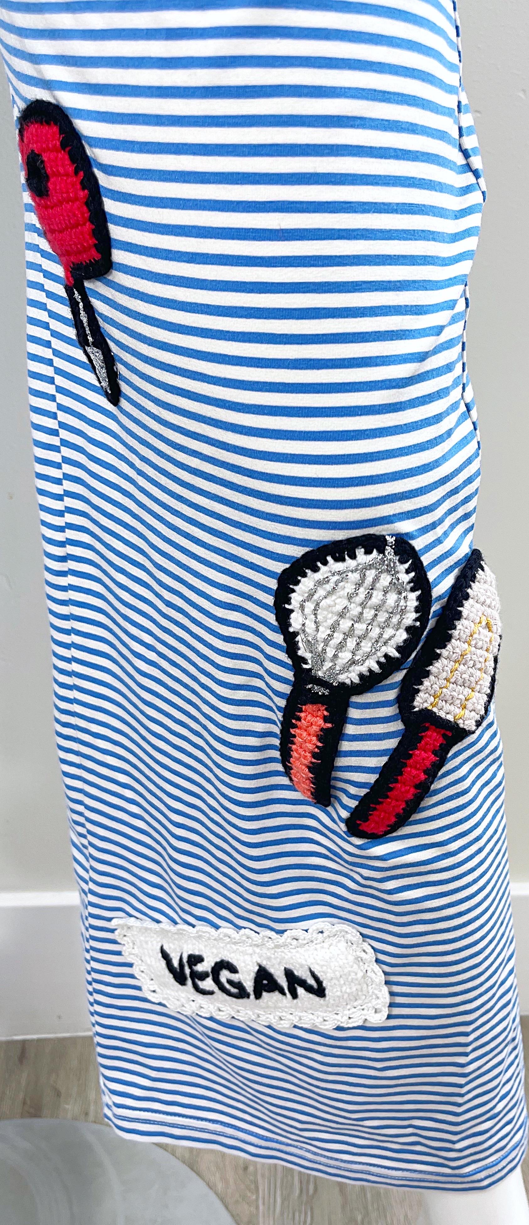 Michaela Buerger 2000s Novelty Baking Crochet Striped Lounge Pajama Pants Y2K For Sale 3
